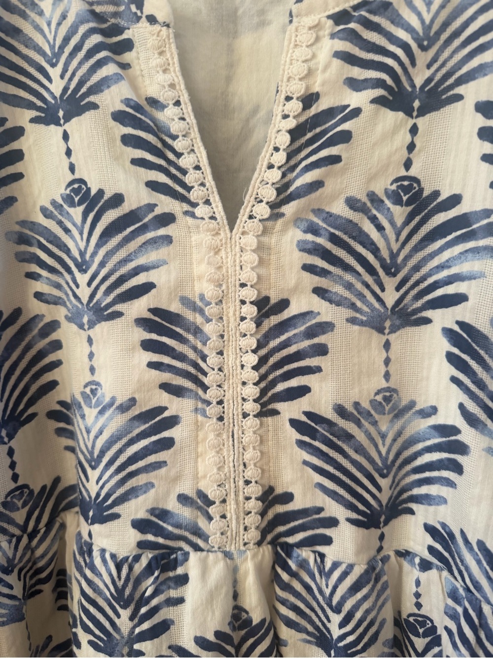 J. Jill White Cotton Dress with Blue Botanical Print - Picture 3 of 8